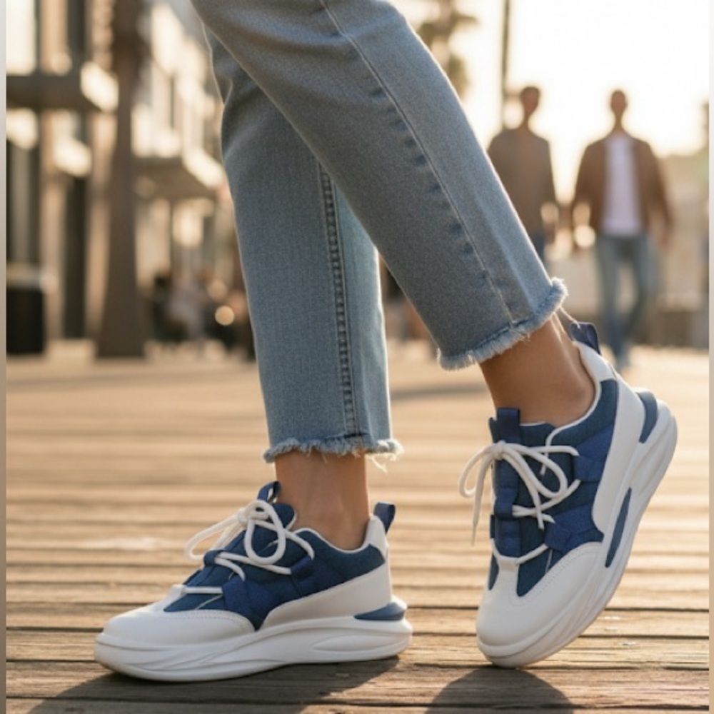 Women’s Platform Blue & White Sneakers